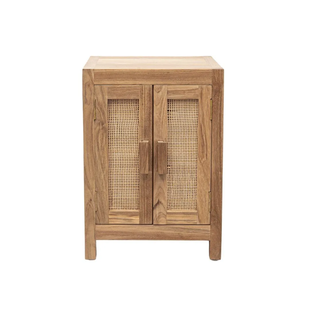 Teak & Rattan Nightstand Zoco Home