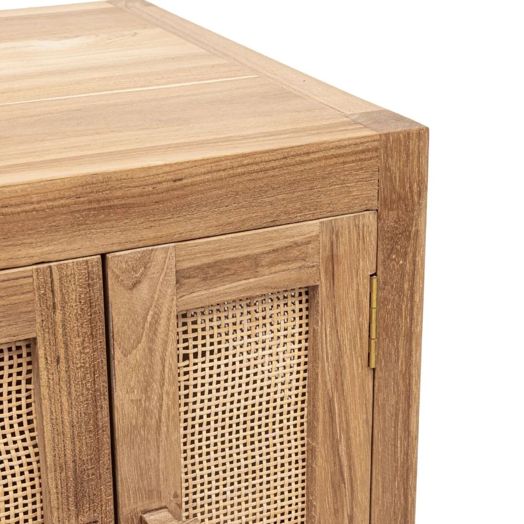 Teak & Rattan Nightstand Zoco Home