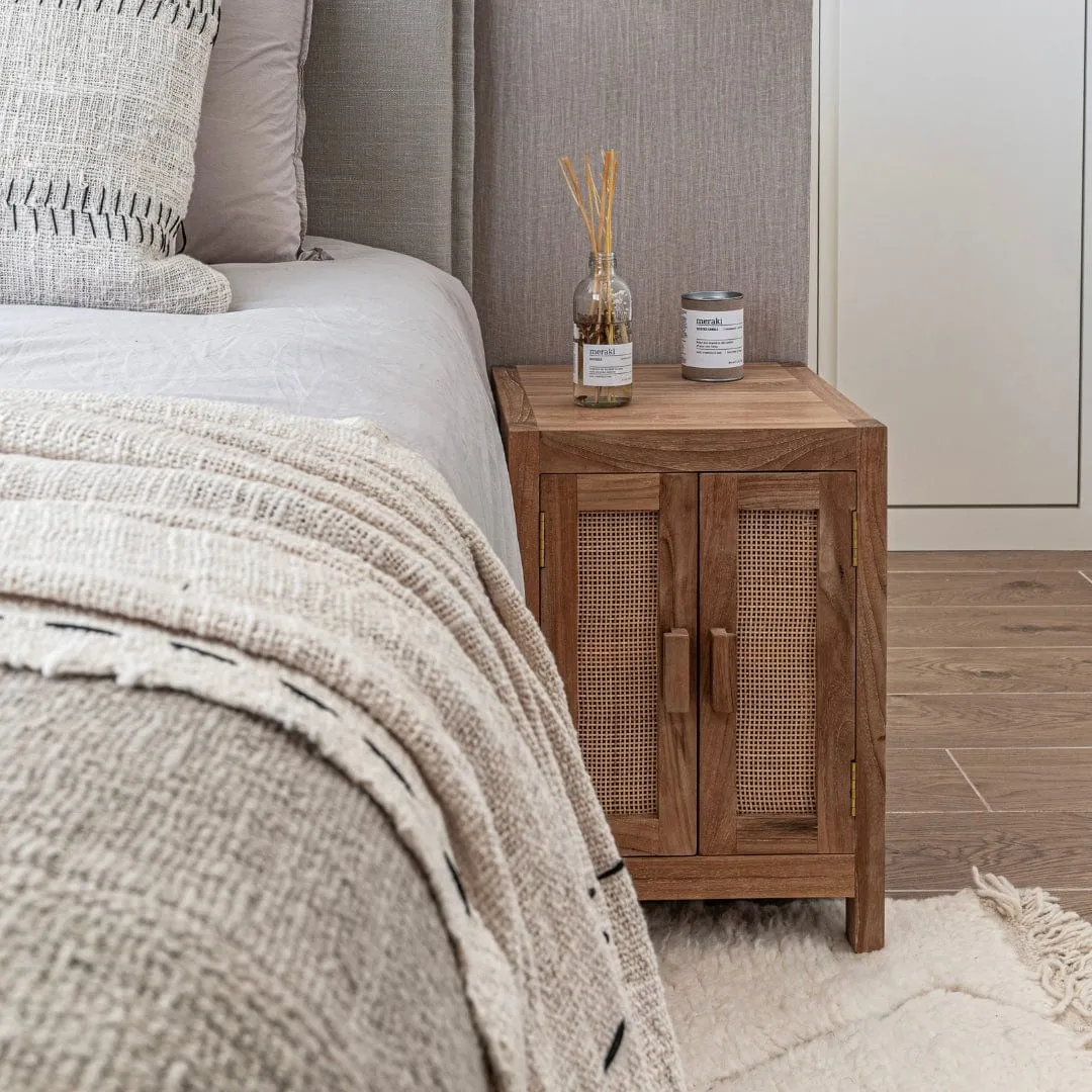 Teak & Rattan Nightstand Zoco Home