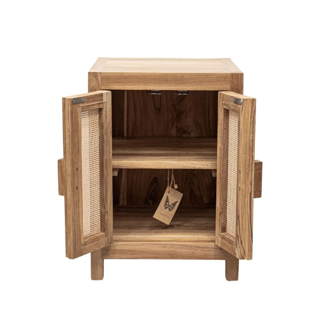Teak & Rattan Nightstand Zoco Home
