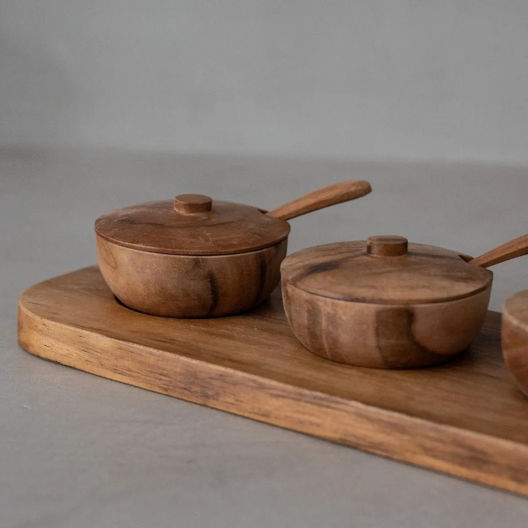 Teak Bowl w/ Spoon Set of 3 | 27x11x8cm Zoco Home