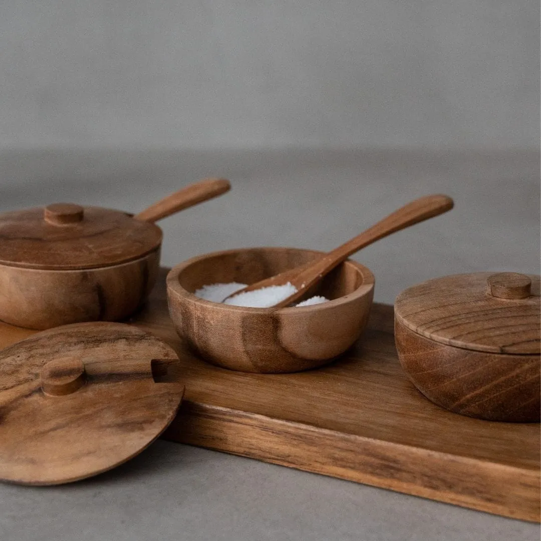 Teak Bowl w/ Spoon Set of 3 | 27x11x8cm Zoco Home