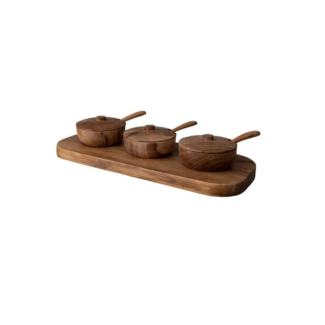 Teak Bowl w/ Spoon Set of 3 | 27x11x8cm Zoco Home
