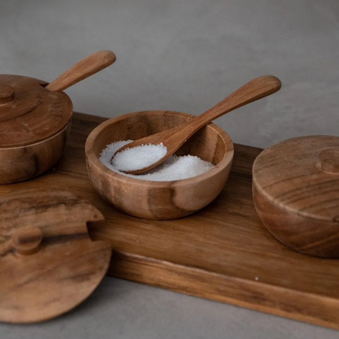 Teak Bowl w/ Spoon Set of 3 | 27x11x8cm Zoco Home