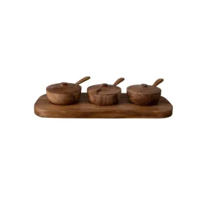 Teak Bowl w/ Spoon Set of 3 | 27x11x8cm Zoco Home