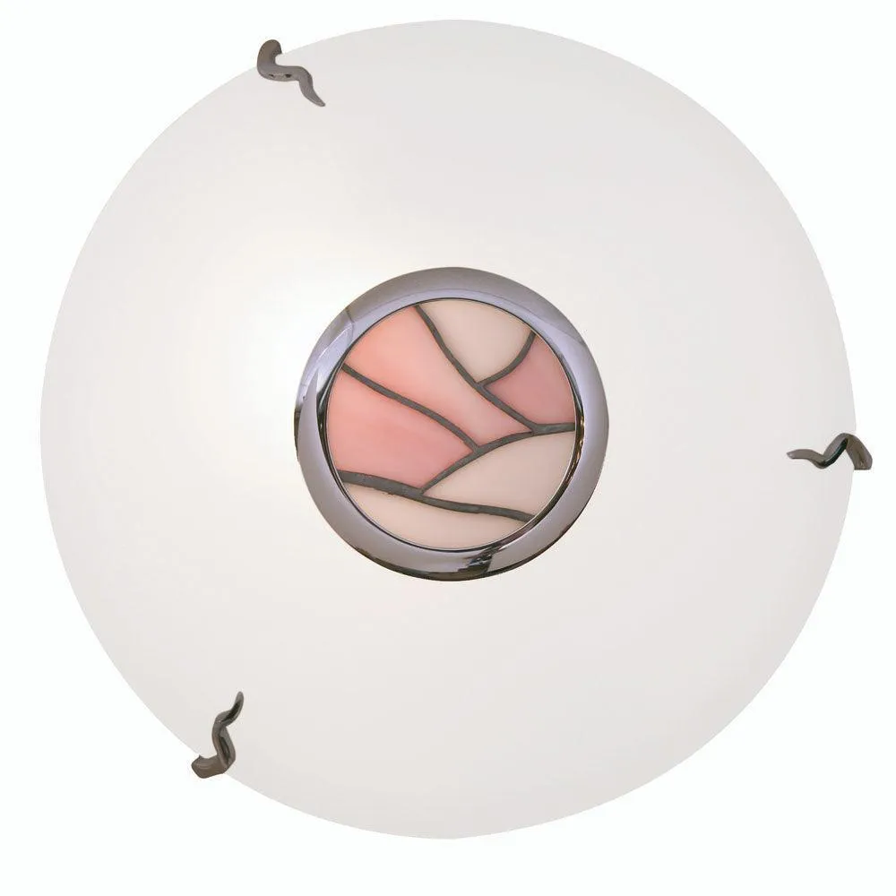 Tiffany Flush Pink & White Glass Ceiling Light
