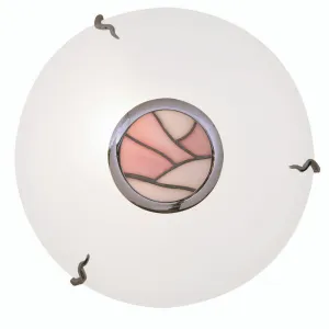 Tiffany Flush Pink & White Glass Ceiling Light