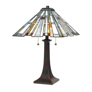 Tiffany Quoizel Maybeck 2 Light Bronze Table Lamp
