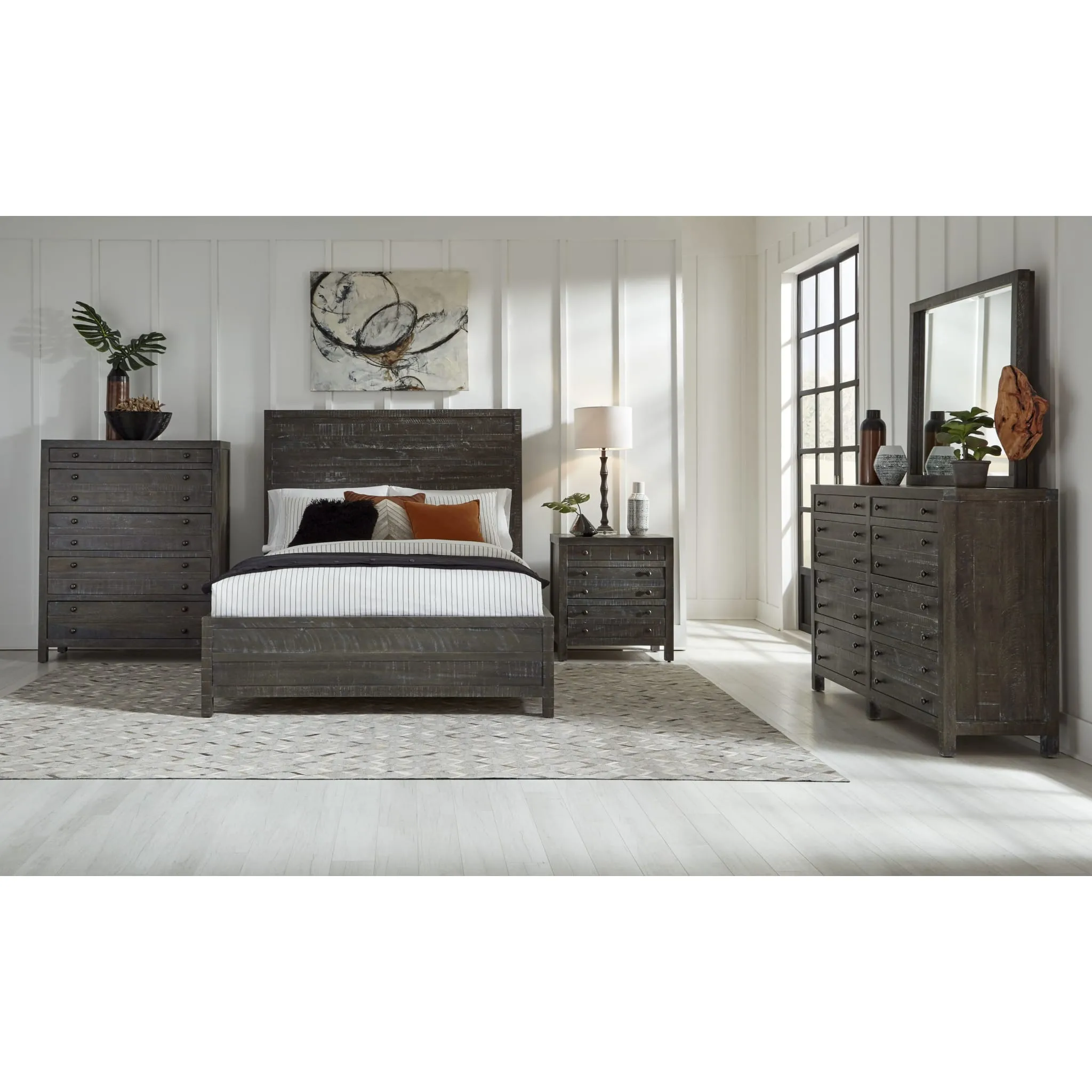 Townsend Solid Wood Eight Drawer Dresser in Gunmetal (2024) Modus