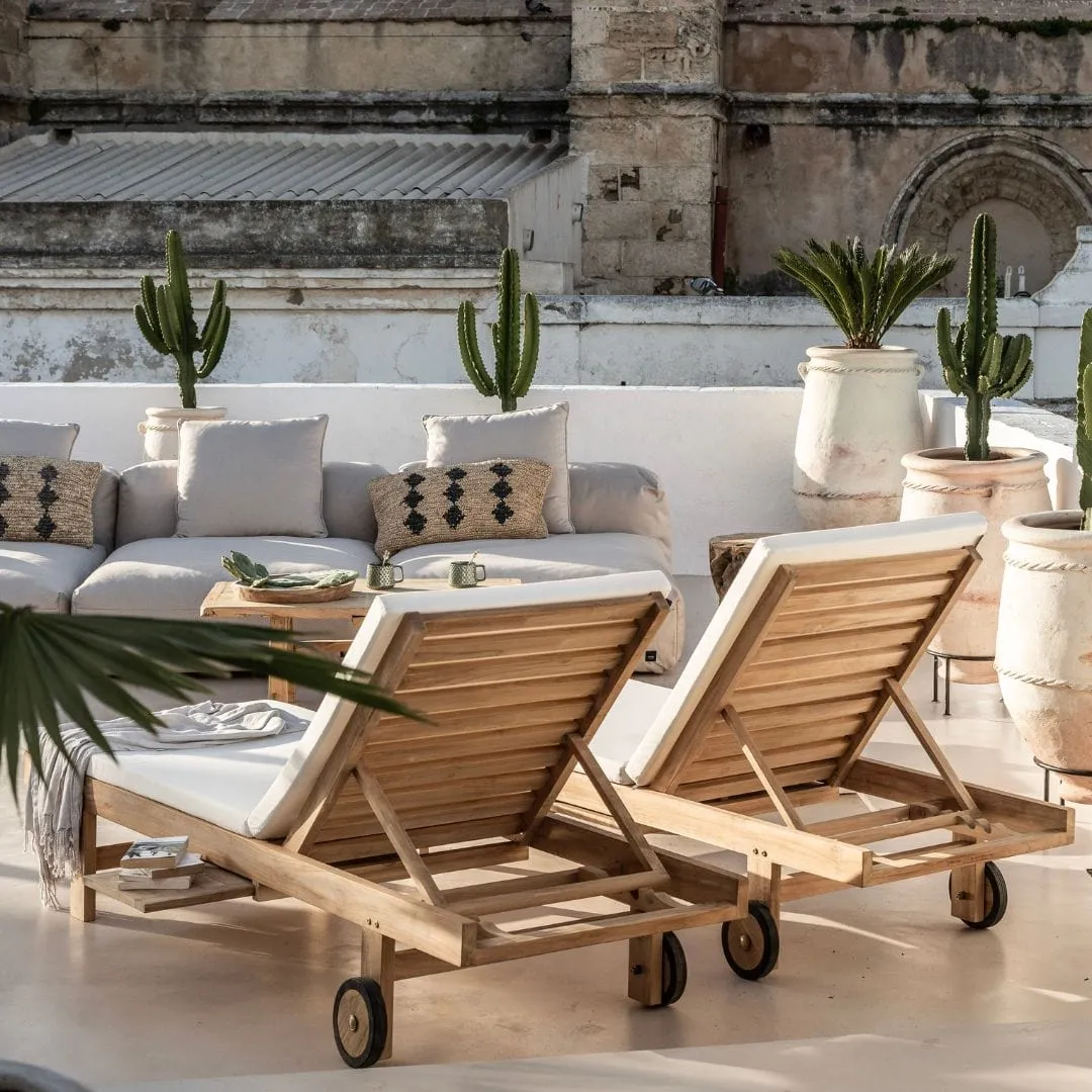 Tulum Teak Sunbed | White Zoco Home