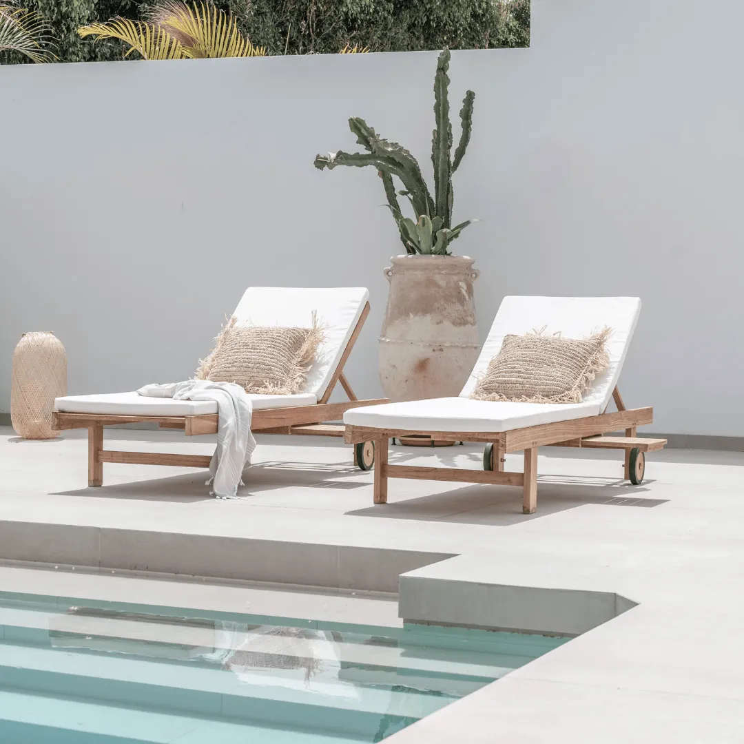Tulum Teak Sunbed | White Zoco Home