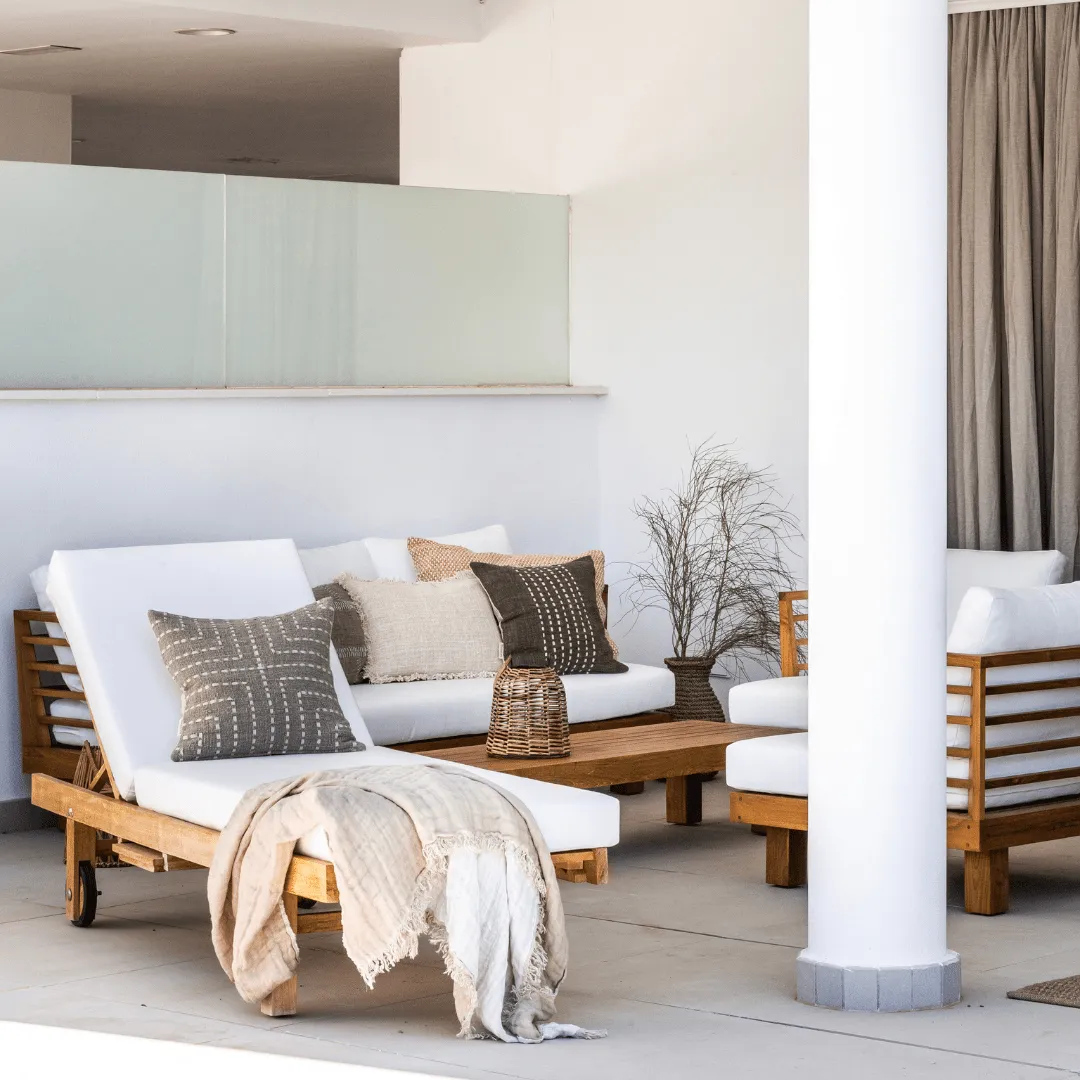 Tulum Teak Sunbed | White Zoco Home