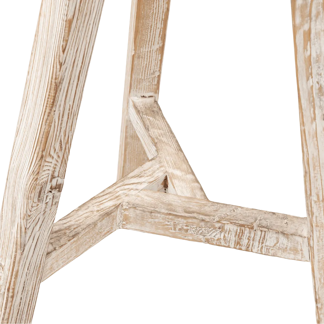 Vintage Elm Wood Round Bar Stool | Light Waxed Zoco Home