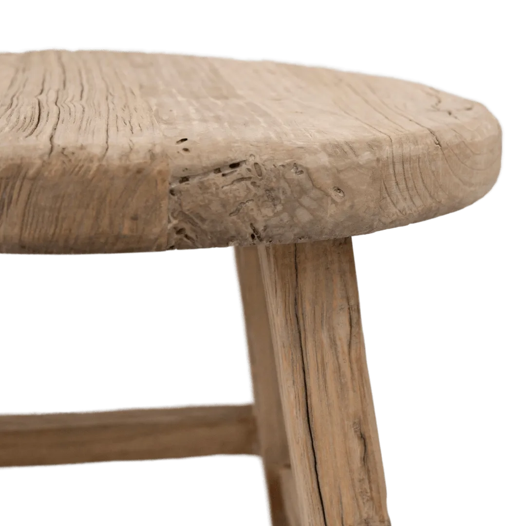 Vintage Elm Wood Round Coffee Table | 50cm Zoco Home