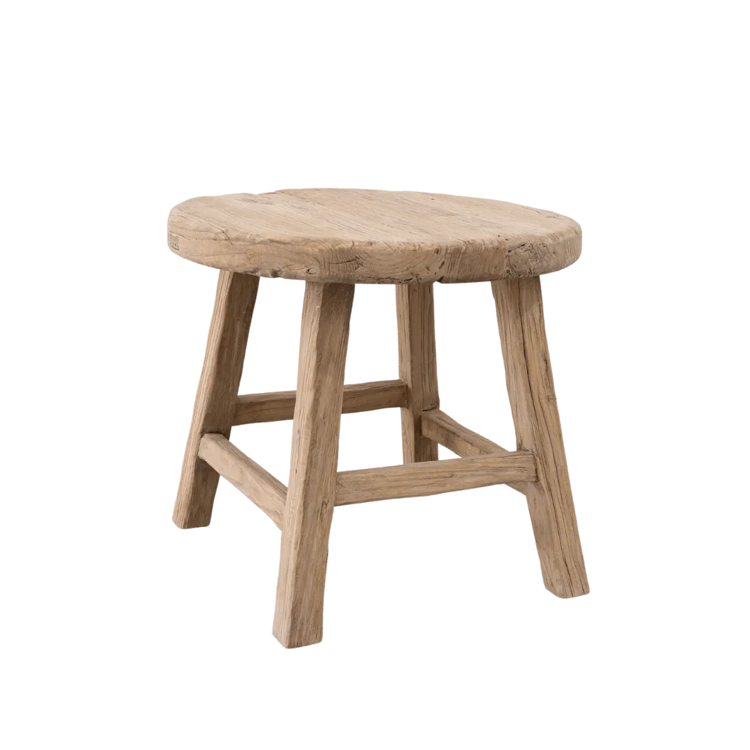 Vintage Elm Wood Round Coffee Table | 50cm Zoco Home