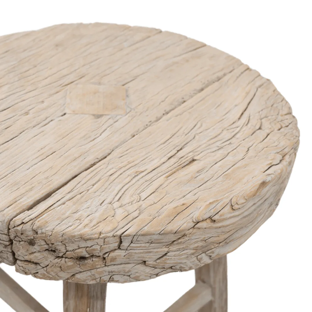 Vintage Elm Wood Round Coffee Table | 50cm Zoco Home
