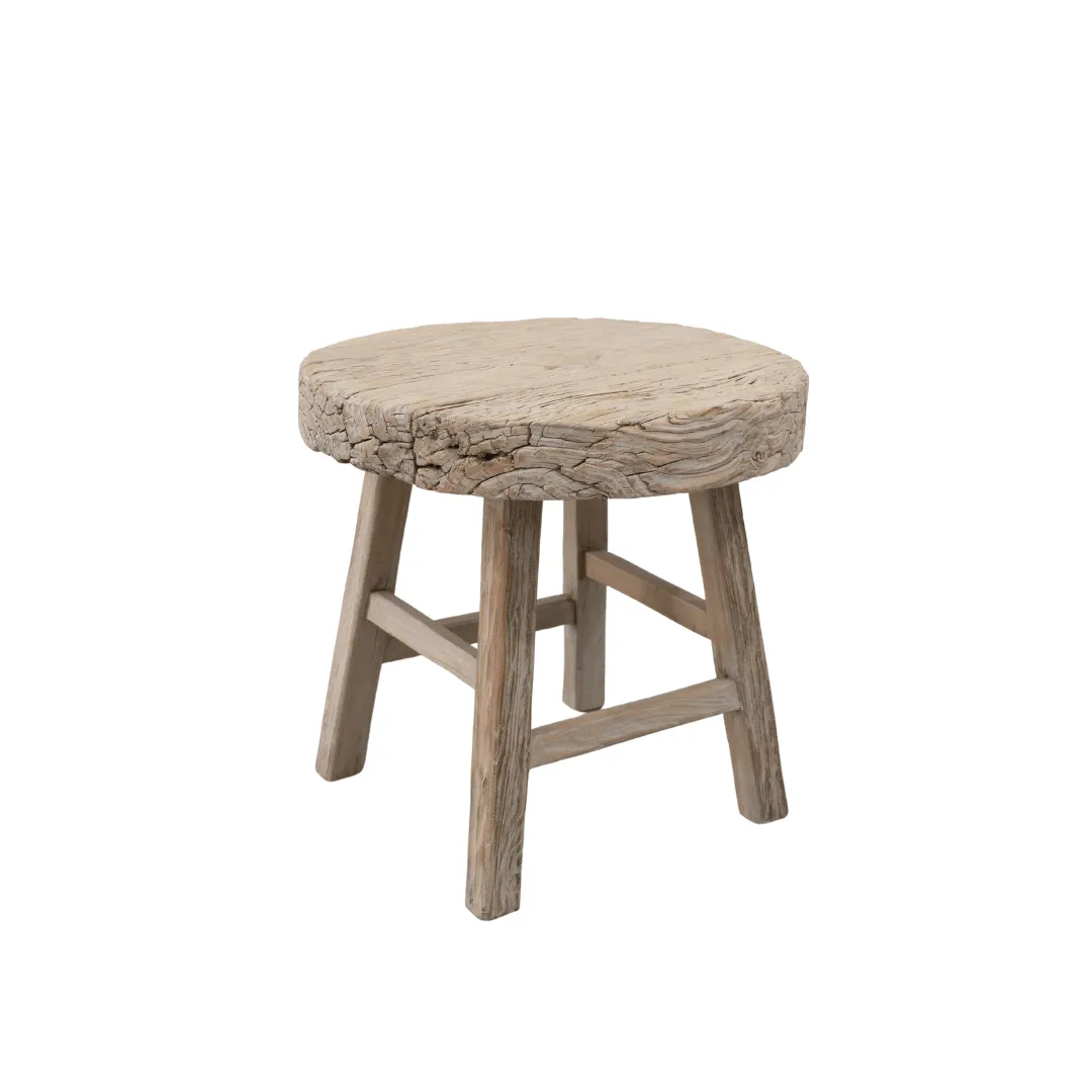 Vintage Elm Wood Round Coffee Table | 50cm Zoco Home