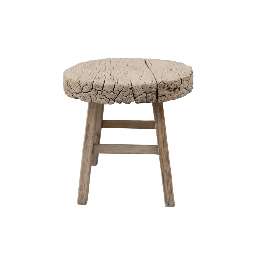 Vintage Elm Wood Round Coffee Table | 50cm Zoco Home