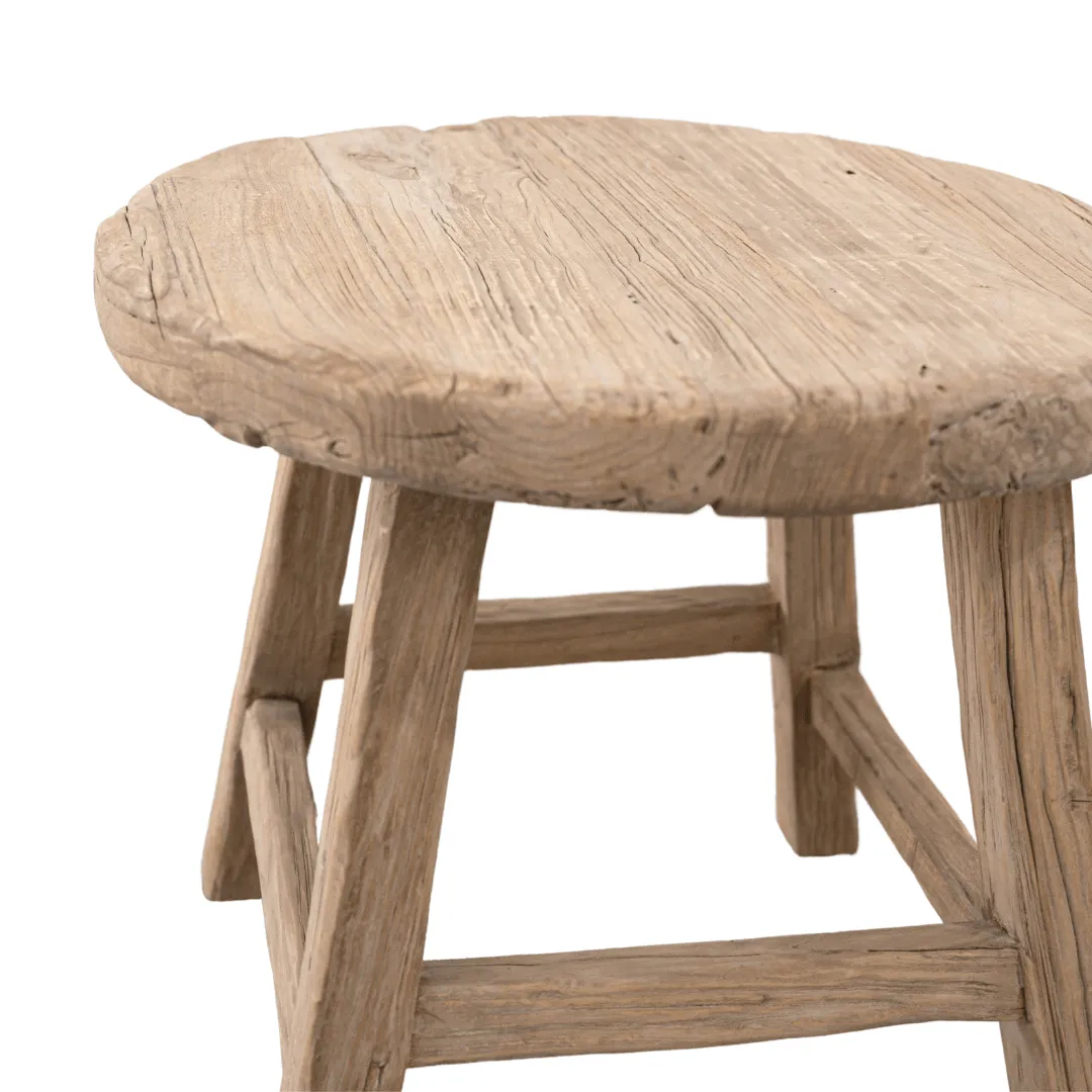 Vintage Elm Wood Round Coffee Table | 50cm Zoco Home