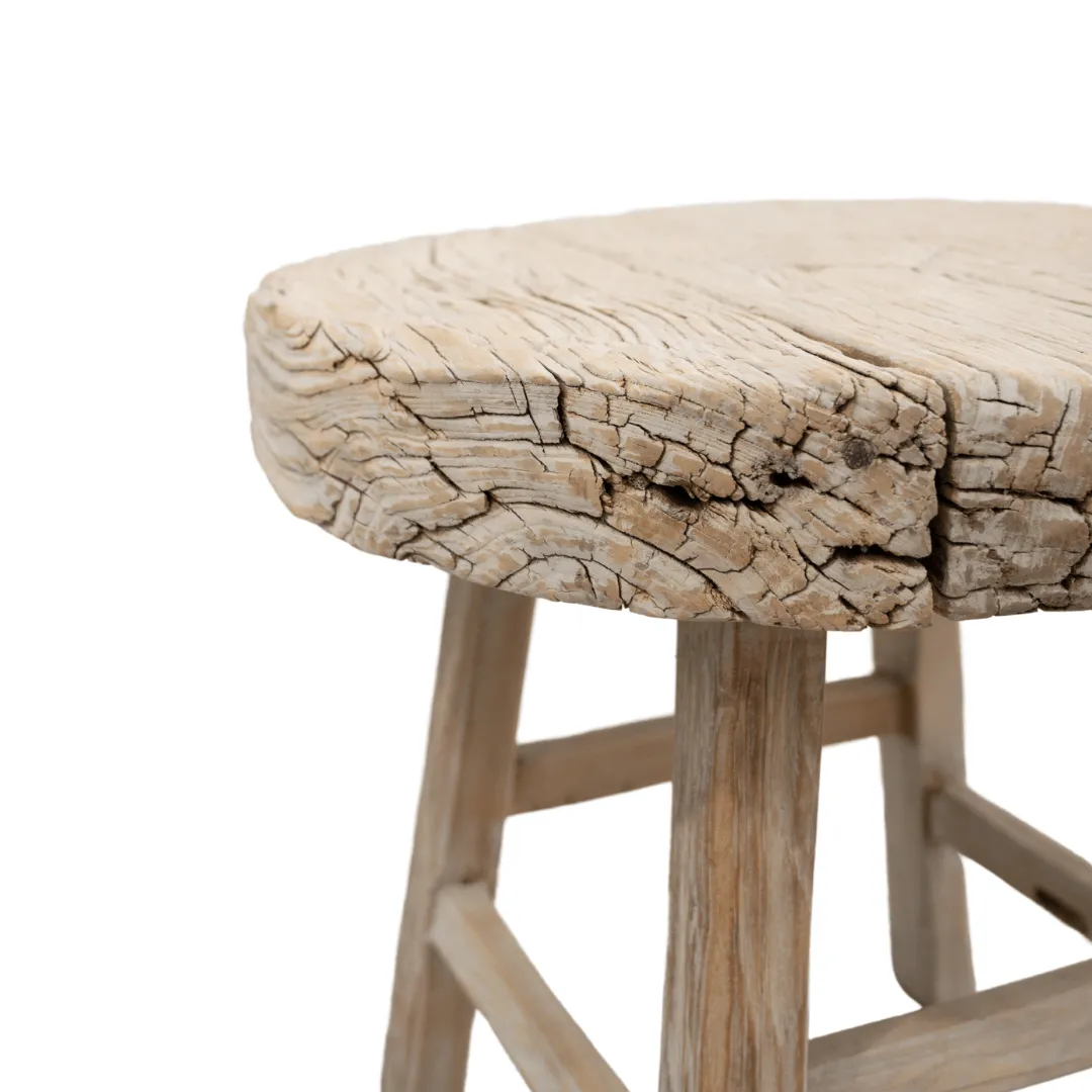 Vintage Elm Wood Round Coffee Table | 50cm Zoco Home