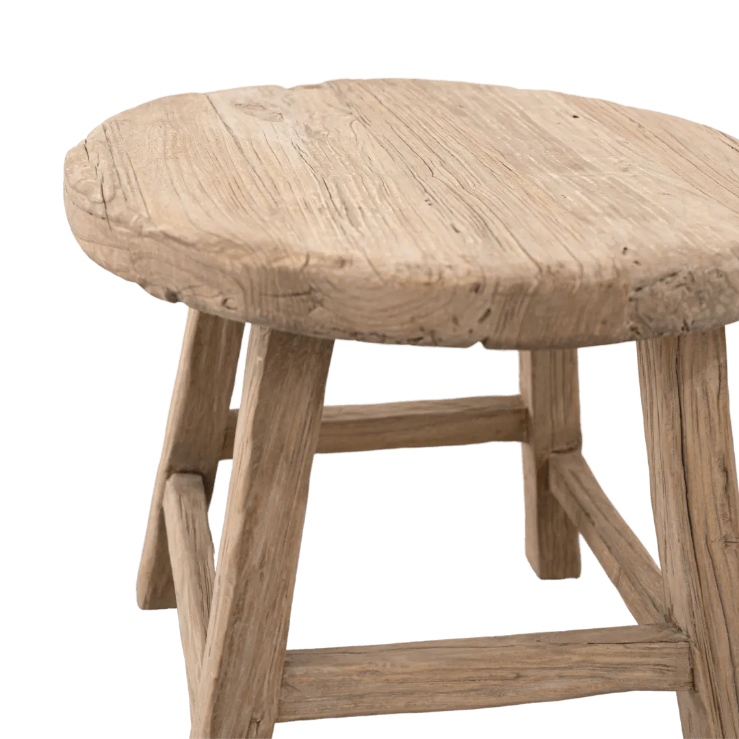 Vintage Elm Wood Round Coffee Table | 50cm Zoco Home