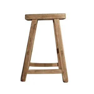 Vintage Elm Wood Square Stool Zoco Home