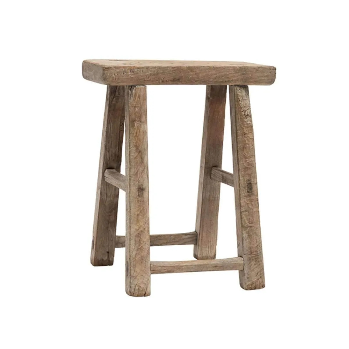 Vintage Elm Wood Square Stool Zoco Home