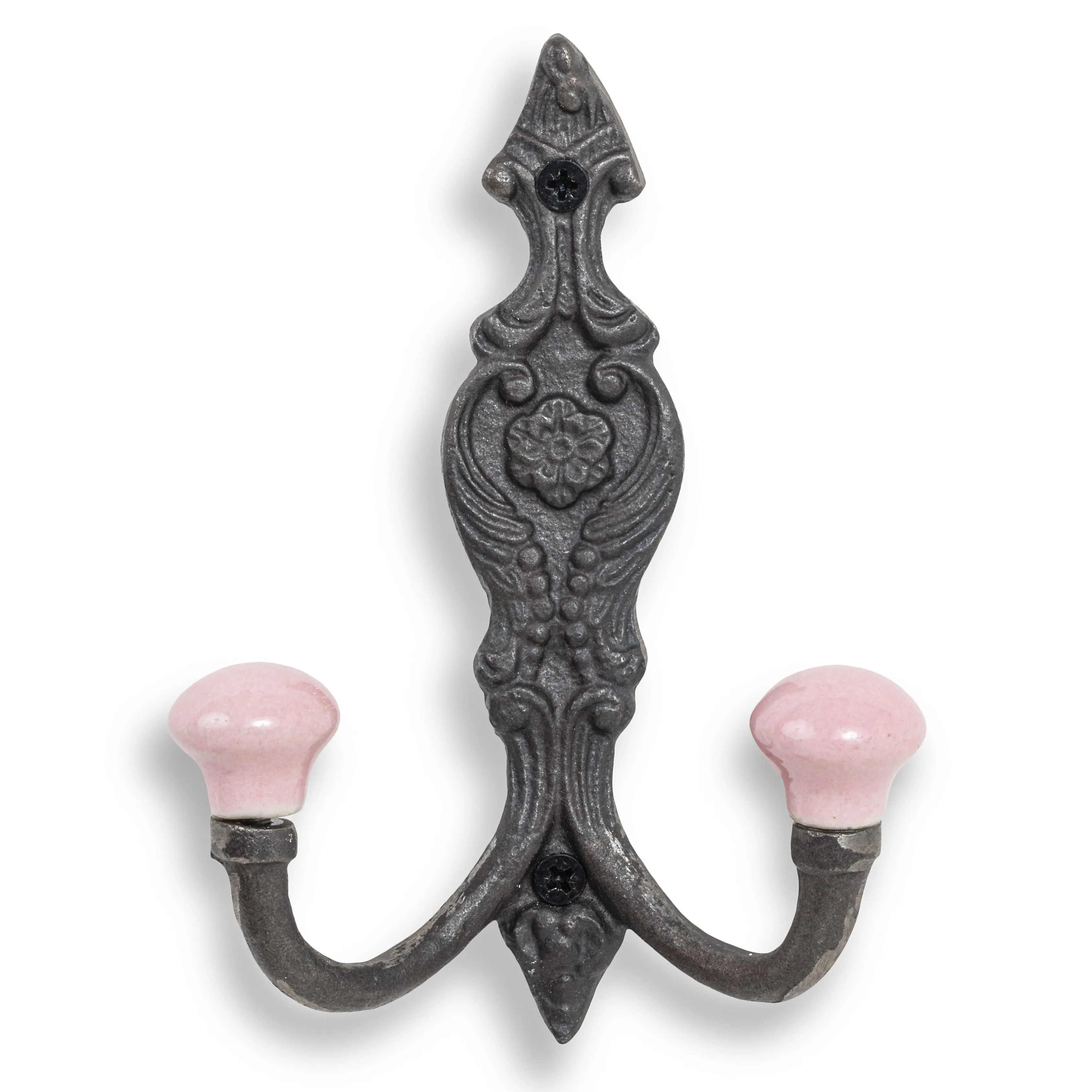 Vintage Iron Coat Hooks - Pink Hook Ends Funky Chunky