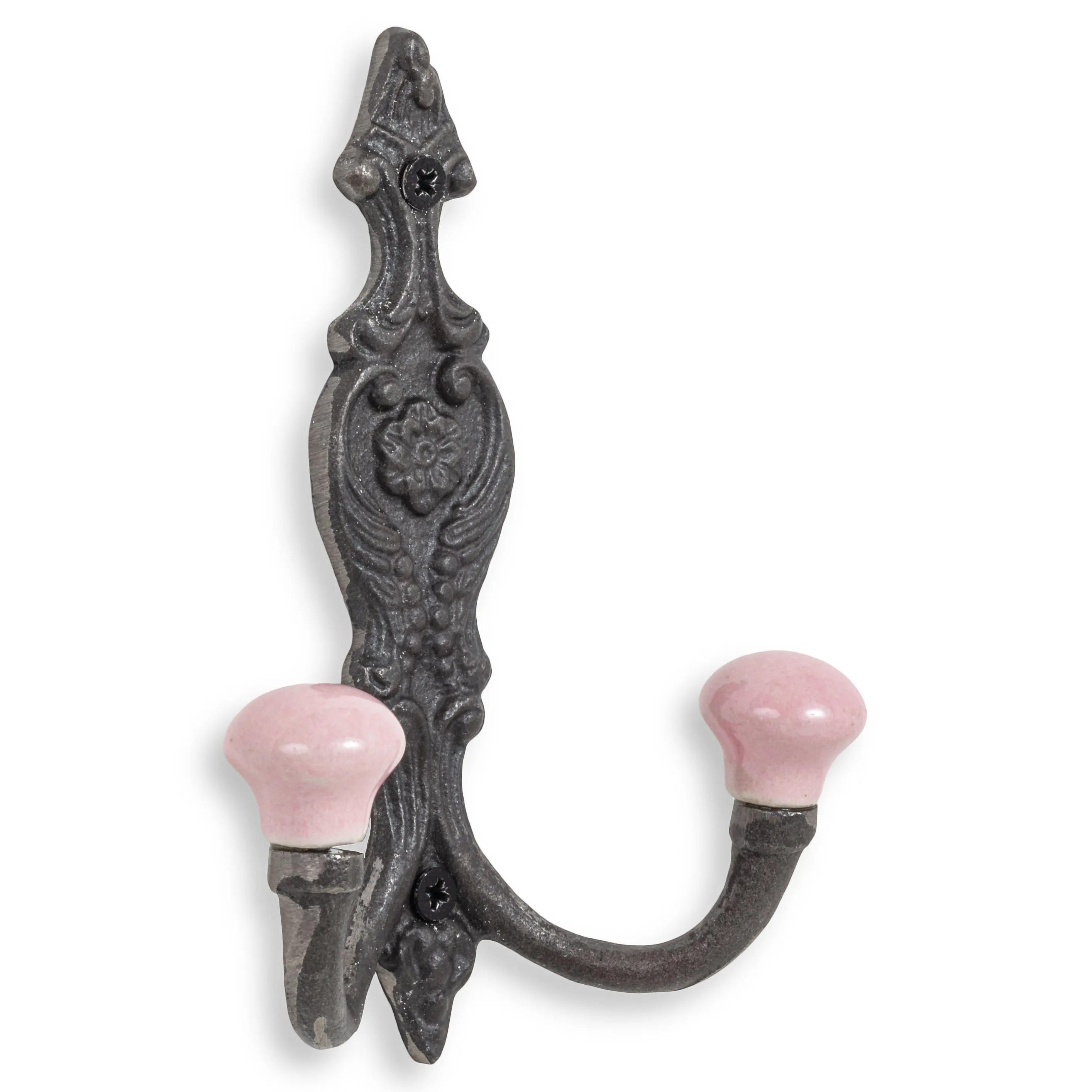 Vintage Iron Coat Hooks - Pink Hook Ends Funky Chunky