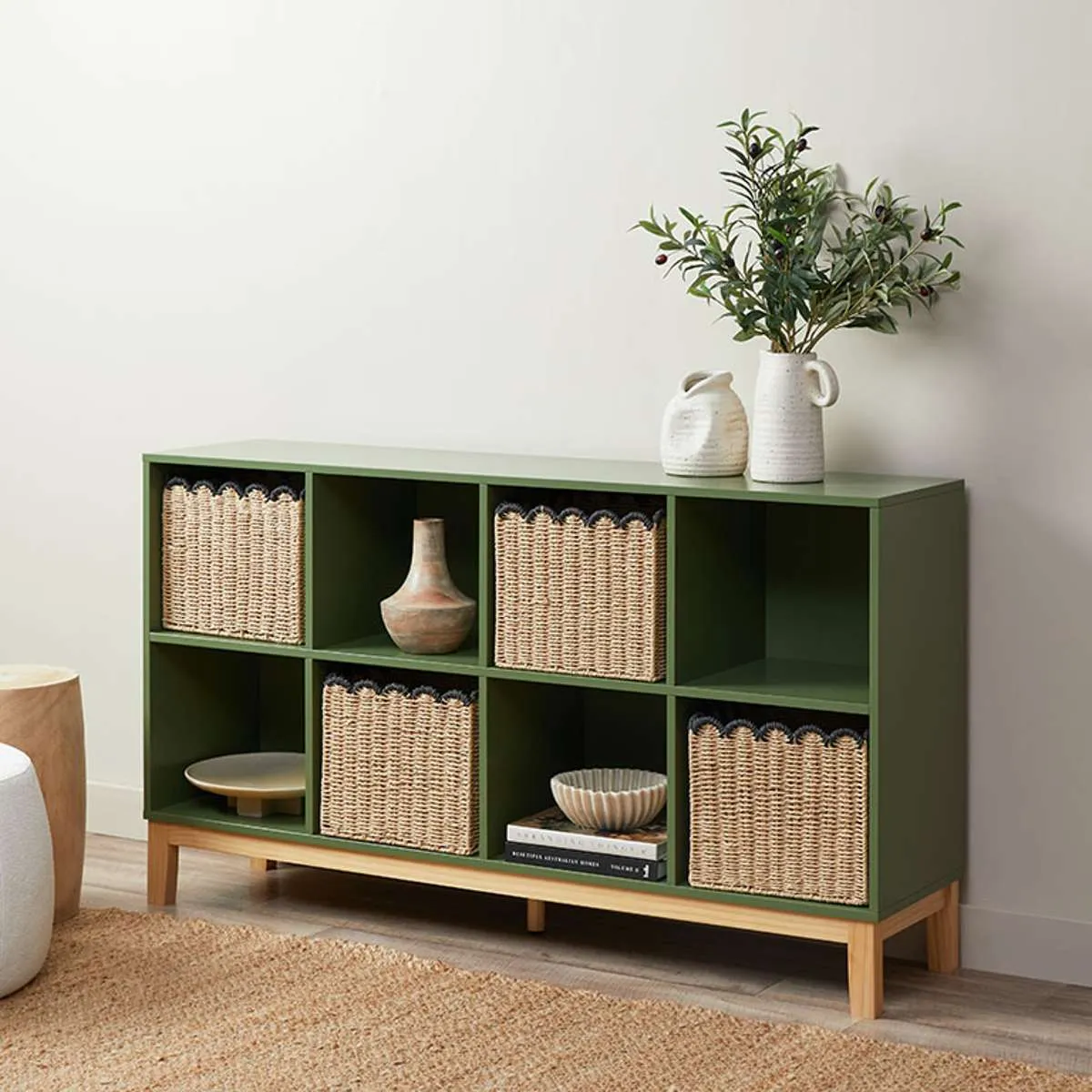 Watson 8 Cube Storage Unit - Olive Green Mocka
