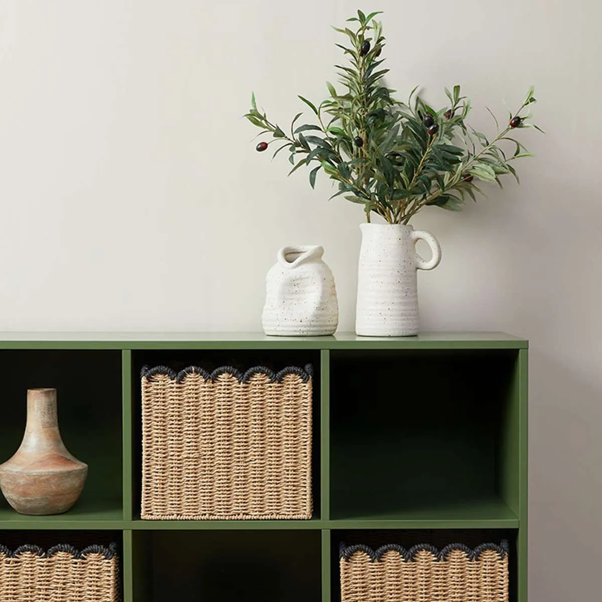 Watson 8 Cube Storage Unit - Olive Green Mocka
