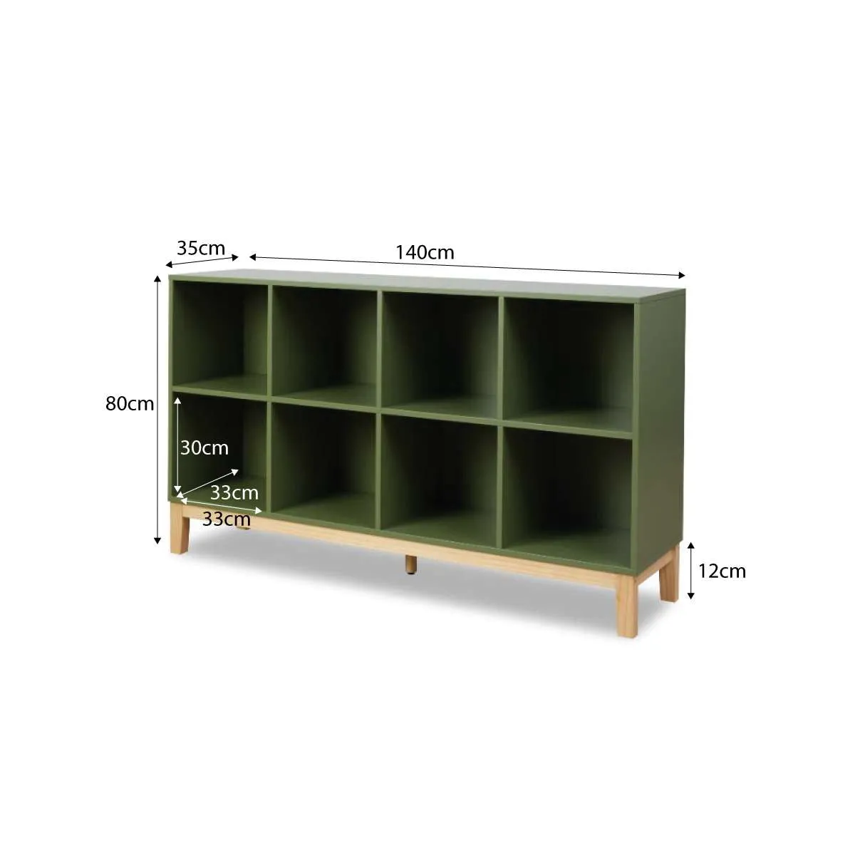 Watson 8 Cube Storage Unit - Olive Green Mocka