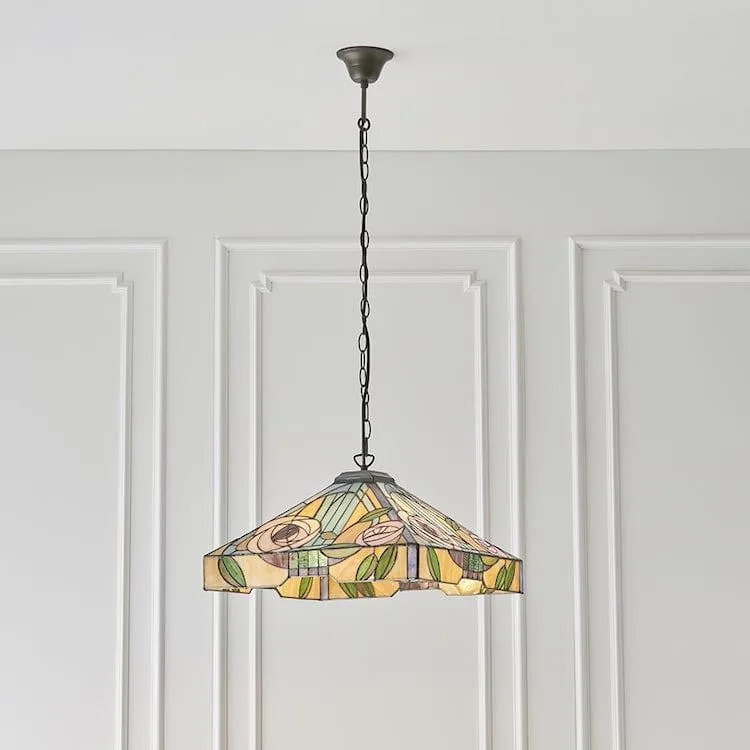 Willow Large Tiffany Ceiling Light, 3 bulb fitting