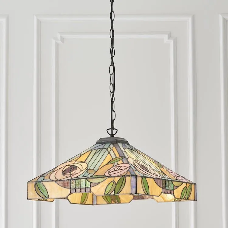 Willow Large Tiffany Ceiling Light, 3 bulb fitting