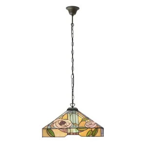 Willow Large Tiffany Ceiling Light, 3 bulb fitting